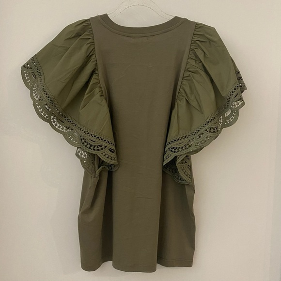 TWINSET Ruffle-Sleeve Blouse from Twin-Set - Green Size XS NWT - Picture 3 of 9